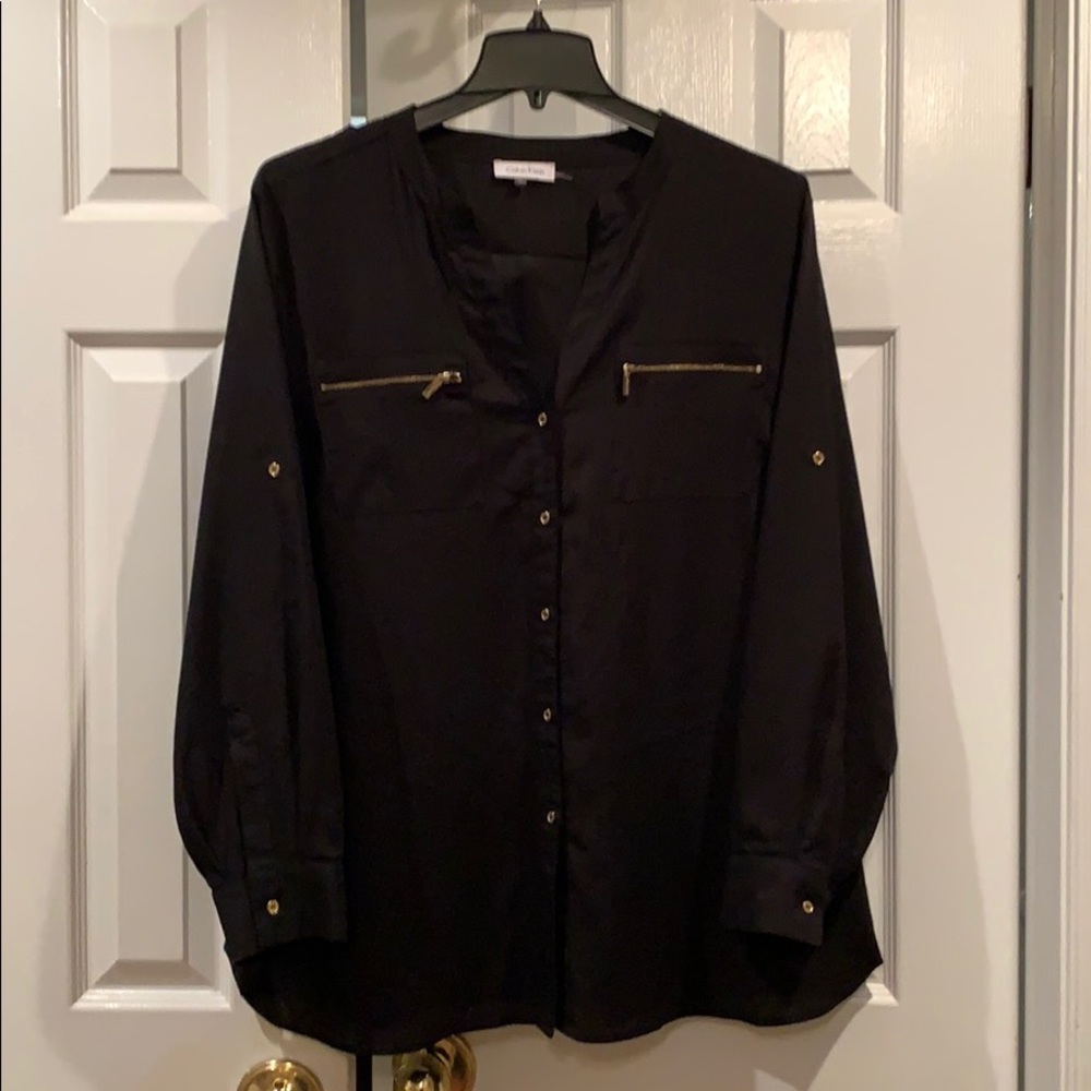 Plus Size Calvin Klein Roll-Tab Blouse